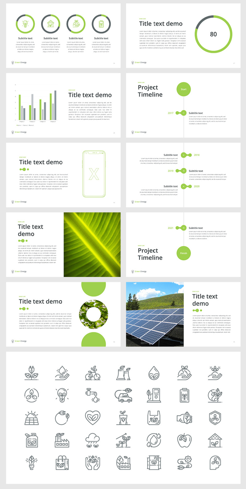 绿色能源PPT幻灯片演示信息图表素材green energy powerpoint template