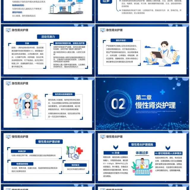 蓝色卡通风肾脏护理知识教育PPT模板