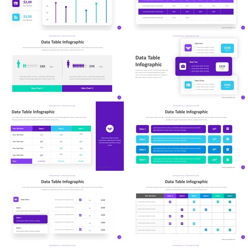 表格统计数据分析PPT模板data table statistic
