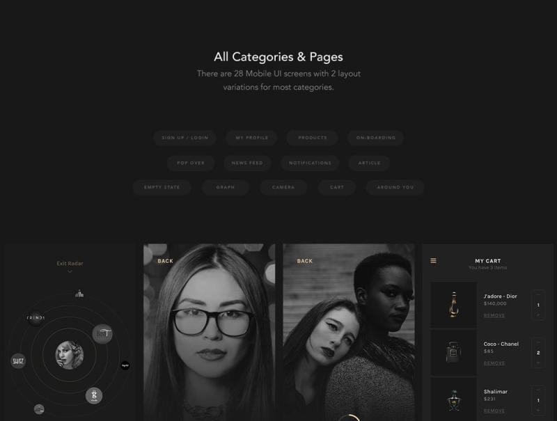 豪华时尚网络和应用程序UI工具包，优雅时尚用户界面工具包