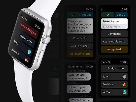 Asana Apple Watch 任务应用界面 Asana Apple Watch 任务应用界面