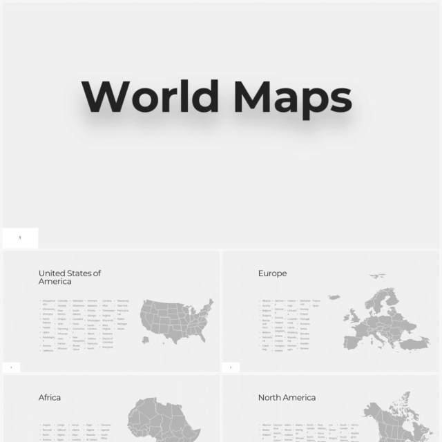 多国家世界地图PPT素材World Maps