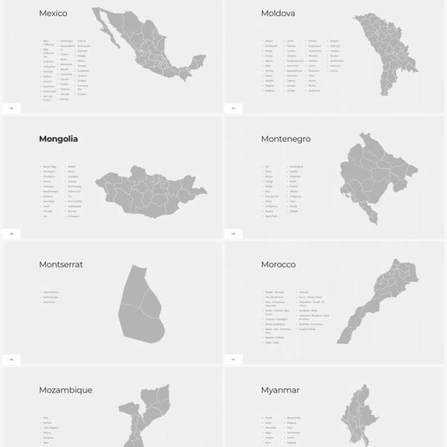 多国家世界地图PPT素材World Maps