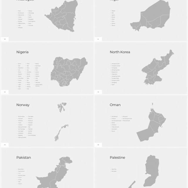 多国家世界地图PPT素材World Maps