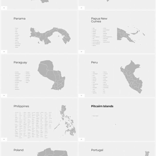 多国家世界地图PPT素材World Maps