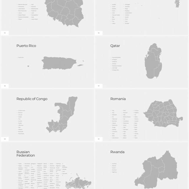 多国家世界地图PPT素材World Maps