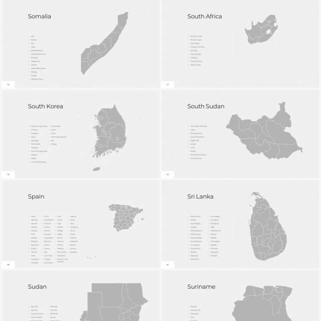 多国家世界地图PPT素材World Maps