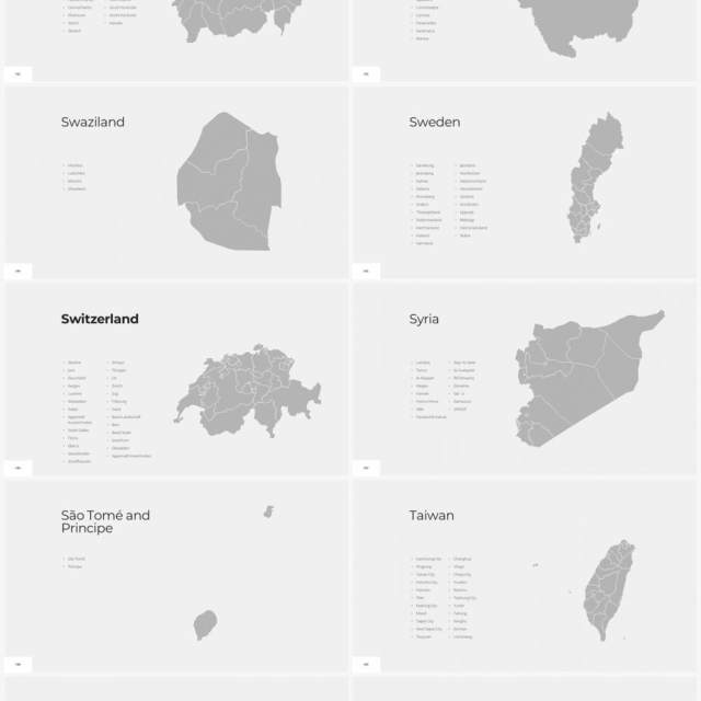 多国家世界地图PPT素材World Maps