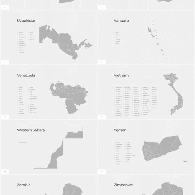 多国家世界地图PPT素材World Maps