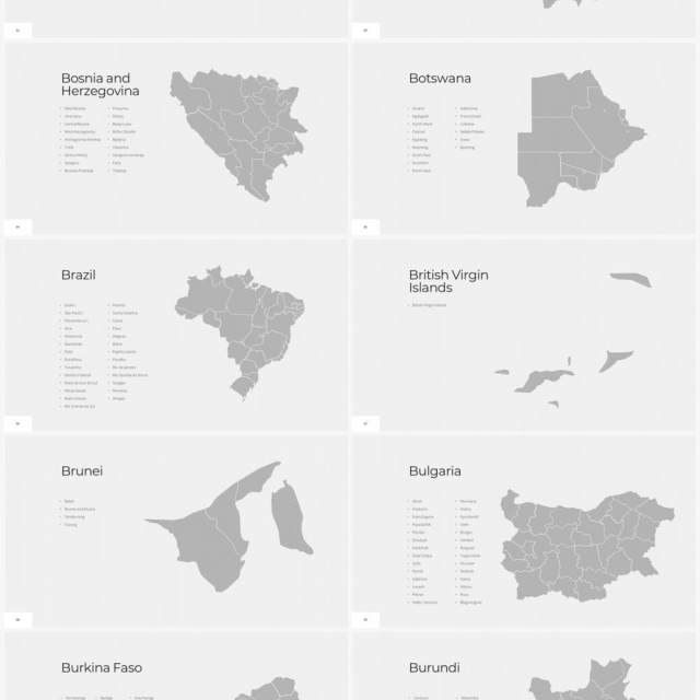 多国家世界地图PPT素材World Maps