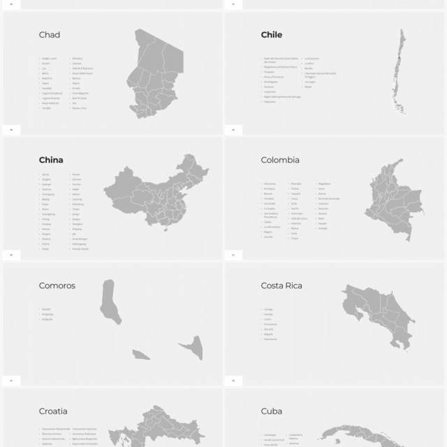 多国家世界地图PPT素材World Maps