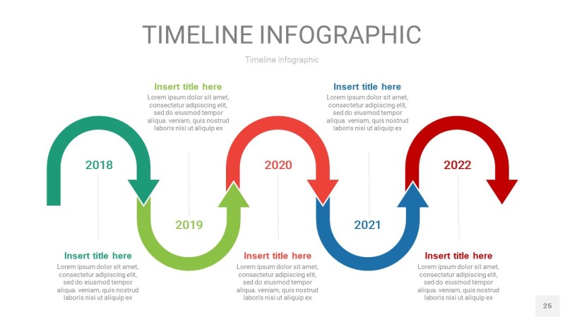 红蓝绿色时间轴PPT信息图25