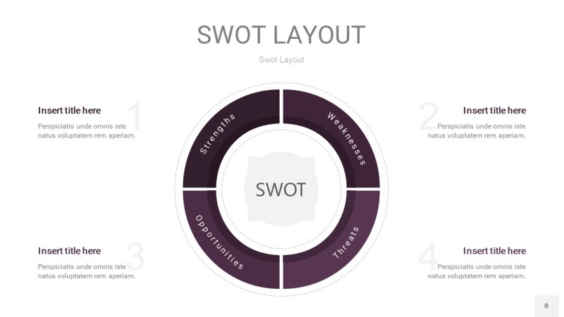 深紫色SWOT图表PPT8