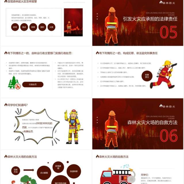 红色简约风森林防火知识宣传培训PPT模板 红色简约风森林防火知识宣传培训PPT模板