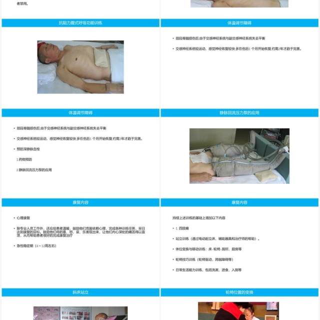 蓝色脊柱脊髓损伤的临床康复PPT模板 蓝色脊柱脊髓损伤的临床康复PPT模板