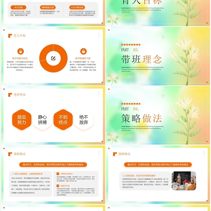 橙色清新风班主任带班育人方略PPT模板