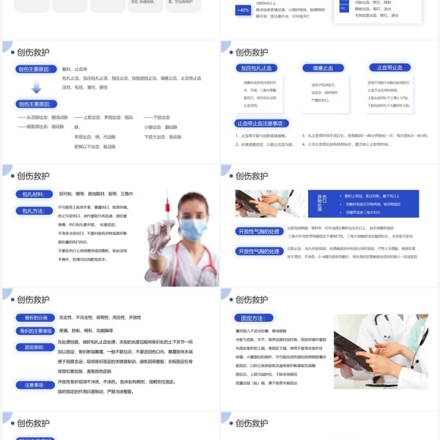 蓝色商务风急救救护知识培训PPT模板