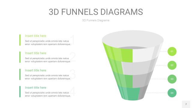 草绿色3D漏斗PPT信息图表7