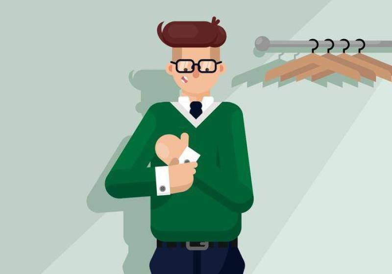 男子固定袖扣图