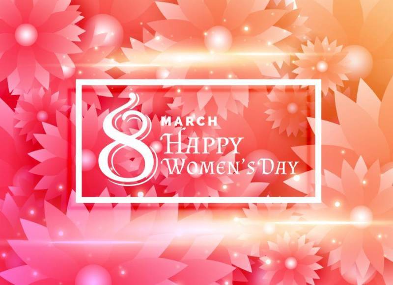 幸福的女人＆＃x27; s天设计与花背景装饰