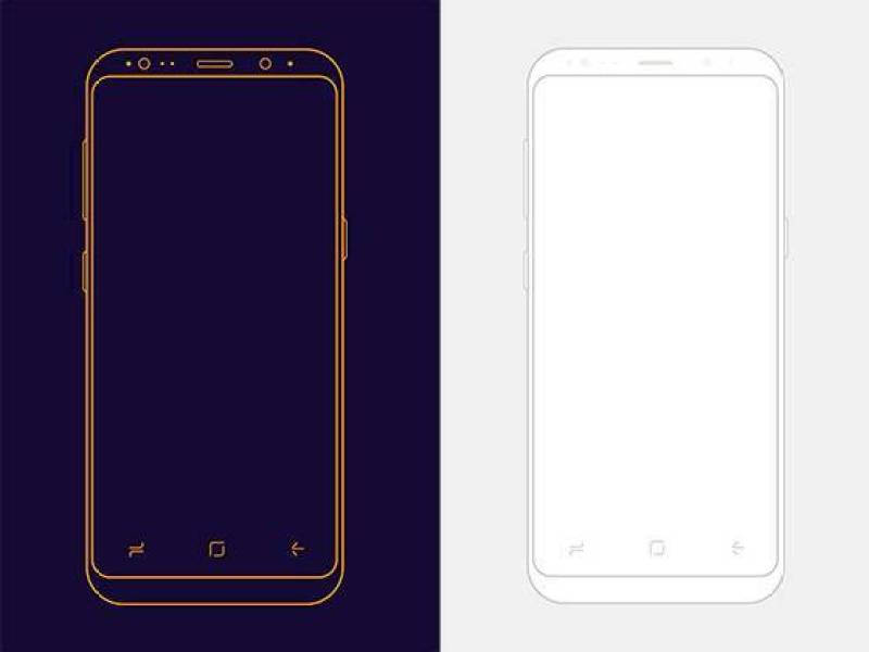 2 枚极简三星 Galaxy S8 线框模型