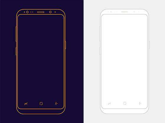 2 枚极简三星 Galaxy S8 线框模型