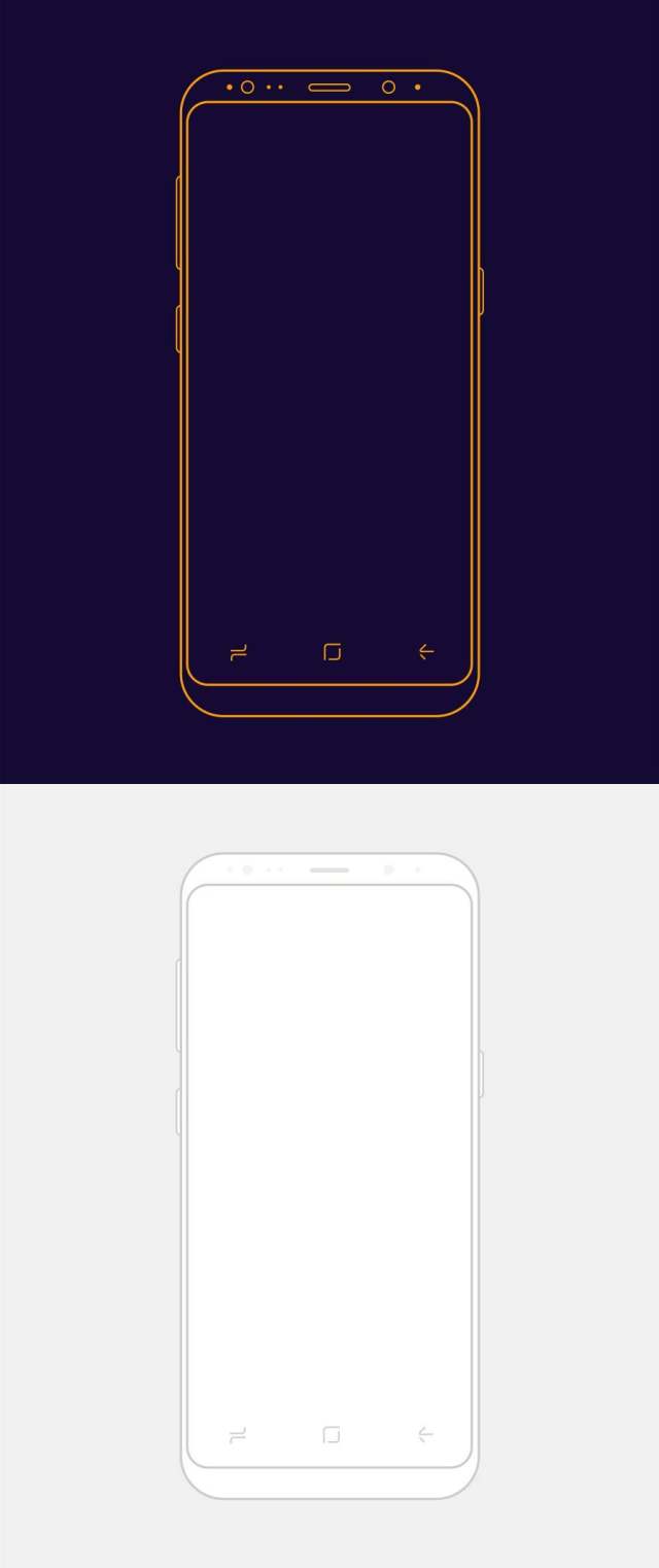 2 枚极简三星 Galaxy S8 线框模型