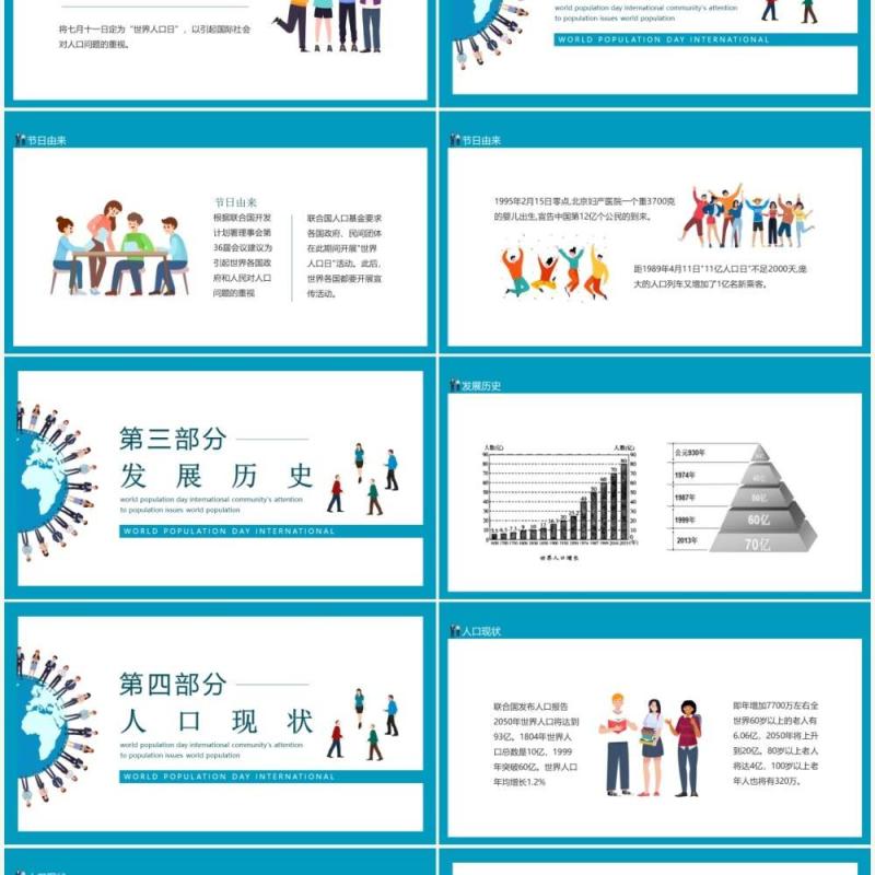 世界人口日国际社会对人口问题的重视动态PPT模板