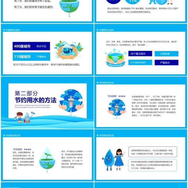 珍惜水源从我做起动态PPT模板 珍惜水源从我做起动态PPT模板