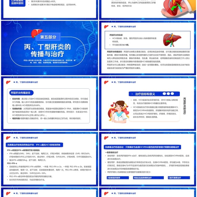 蓝色卡通风肝病健康宣教PPT模板