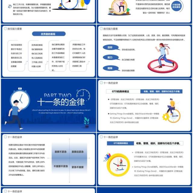 蓝色扁平时间管理培训PPT模板