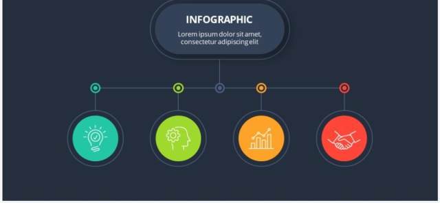 深色背景彩色流程图表关系结构图PPT素材Flow chart