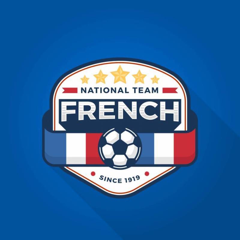 有蓝色背景传染媒介例证的平的现代法国足球徽章世界杯
