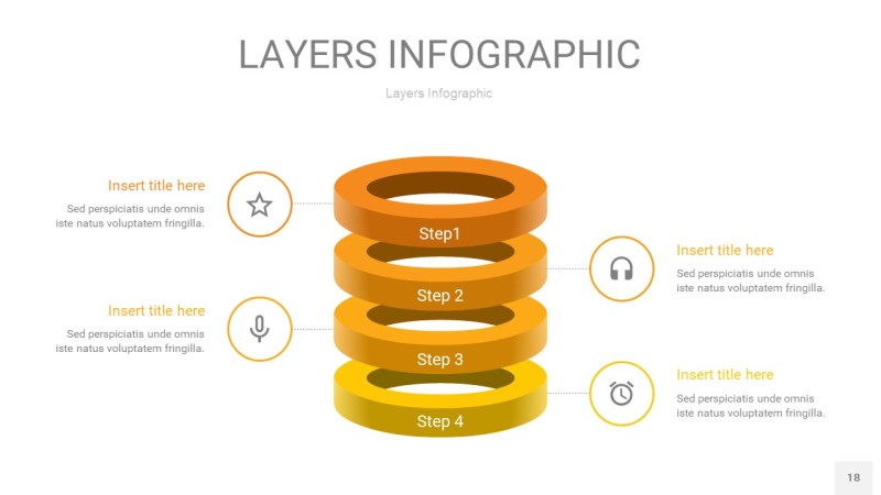 黄色3D分层PPT信息图18