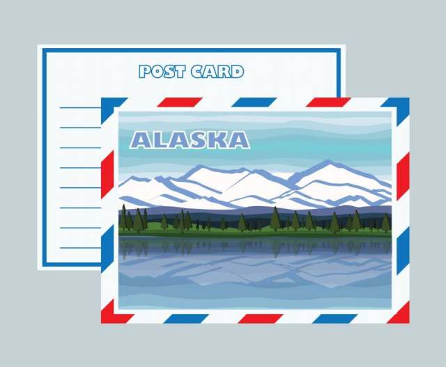 阿拉斯加Mountainscape明信片矢量