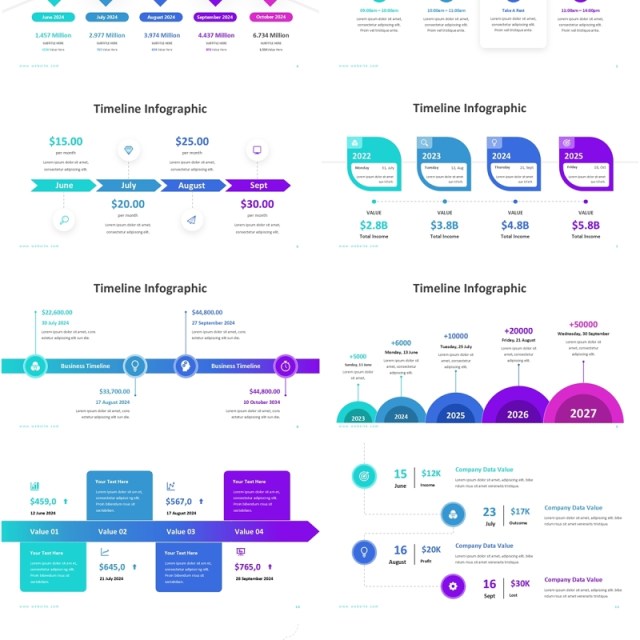 时间线时间轴信息图PPT模板Timeline Infographic - Presentatiton Template