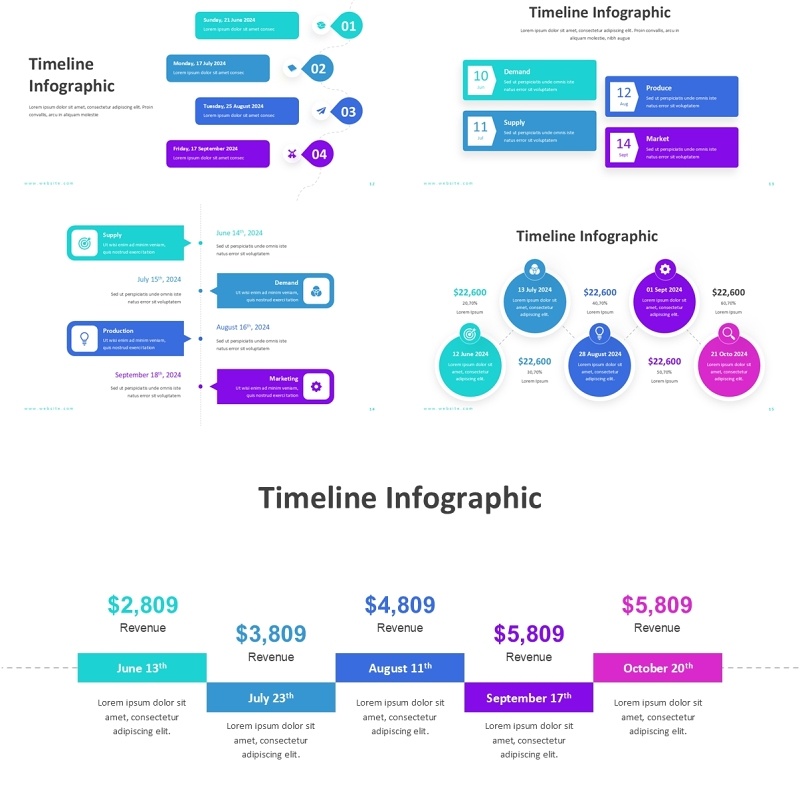时间线时间轴信息图PPT模板Timeline Infographic - Presentatiton Template