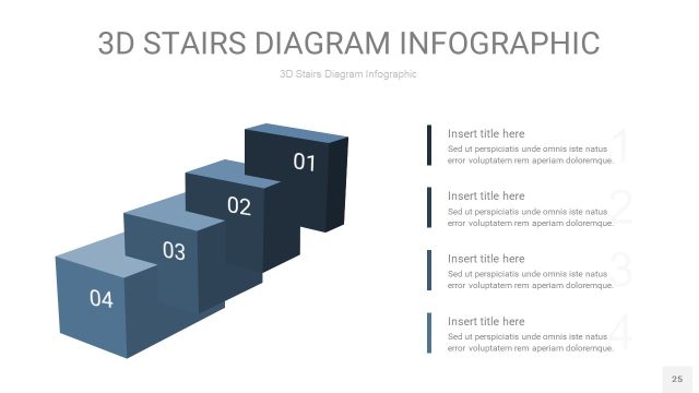 莫兰迪蓝色3D阶梯PPT图表25
