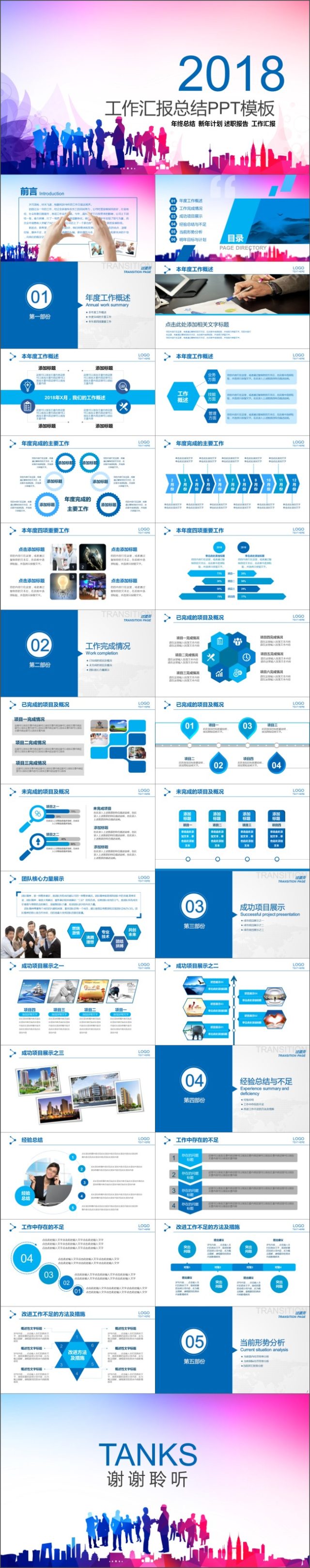 2018工作汇报总结PPT模板