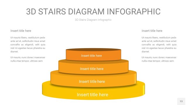 渐变黄色3D阶梯PPT图表13
