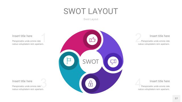 玫瑰紫SWOT图表PPT27