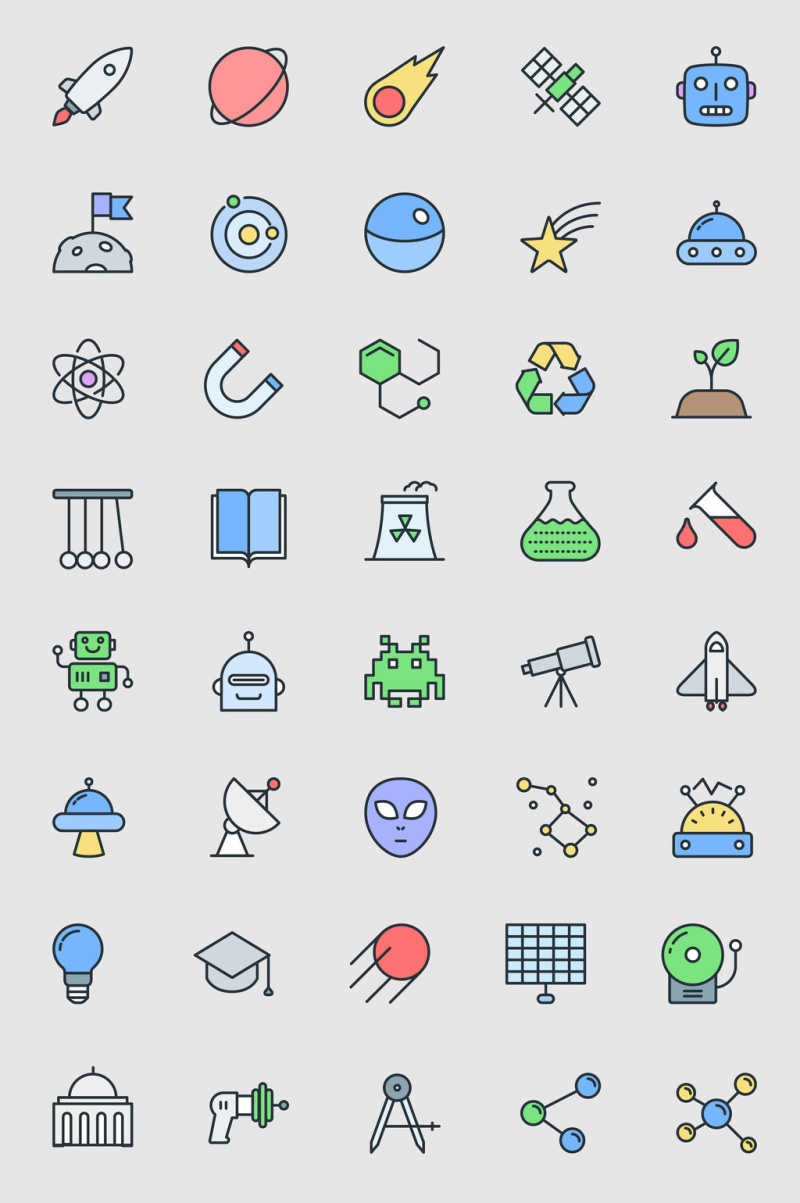 简约卡通太空宇宙小图标素材