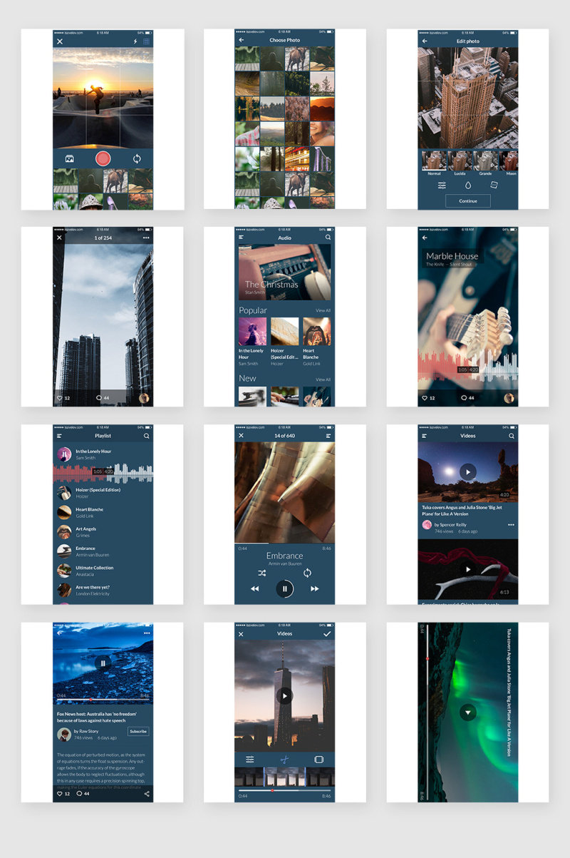 简洁多媒体APP界面设计素材