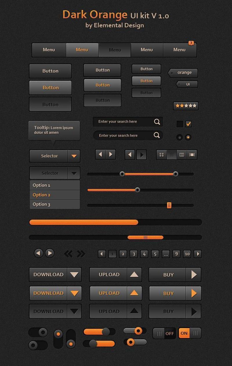 橙色网页设计UI元素