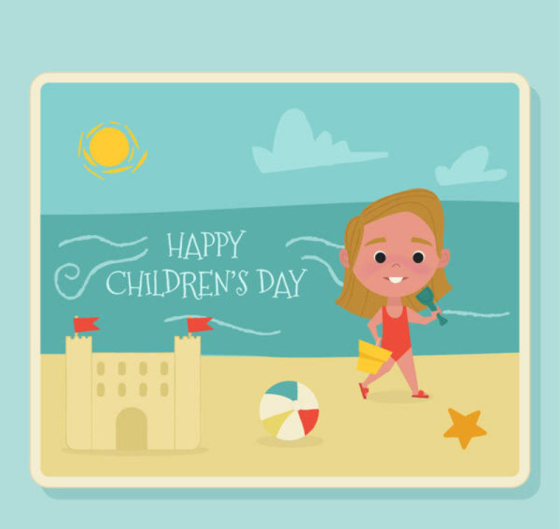 儿童节女孩贺卡