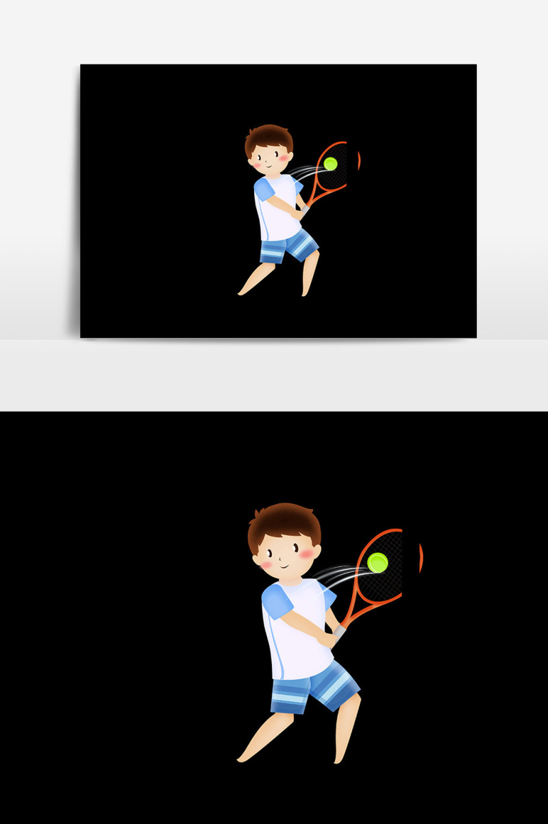 手绘男孩网球设计