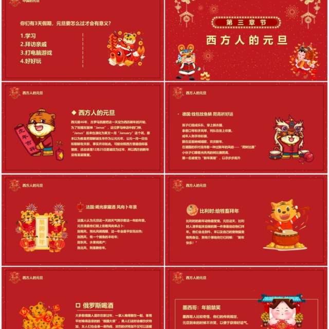 红色2022虎年喜迎元旦汇报PPT模板 红色2022虎年喜迎元旦汇报PPT模板