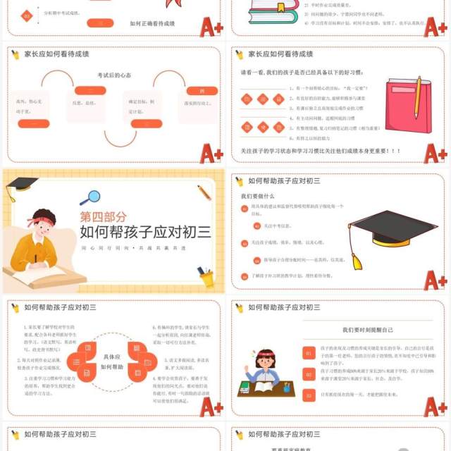 黄色卡通风初三毕业班期中家长会PPT模板 黄色卡通风初三毕业班期中家长会PPT模板