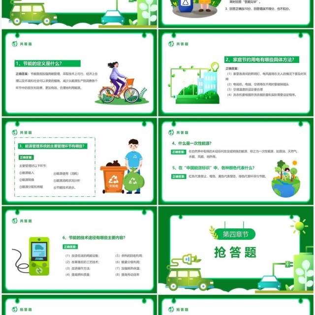 绿色卡通风节能减排大赛PPT模板 绿色卡通风节能减排大赛PPT模板
