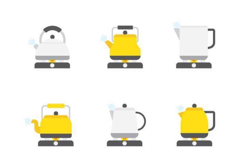 与沸腾的水图标矢量的水壶